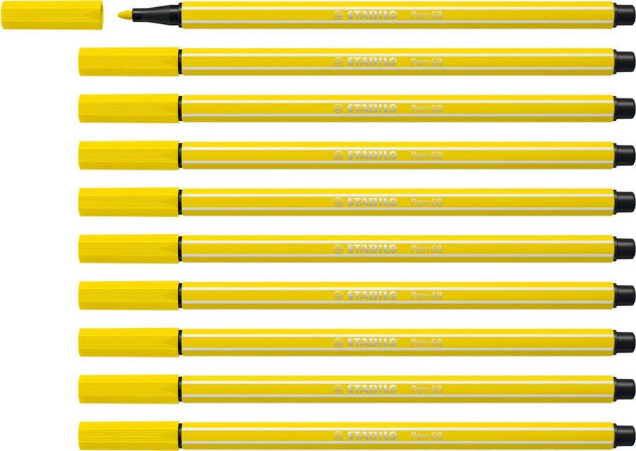 STABILO Pen 68 Premium Viltstift Citroen Geel Doos 10 stuks