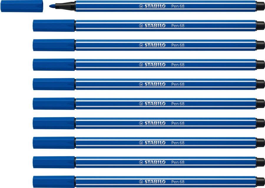 STABILO Pen 68 Premium Viltstift Donkerblauw Doos 10 stuks