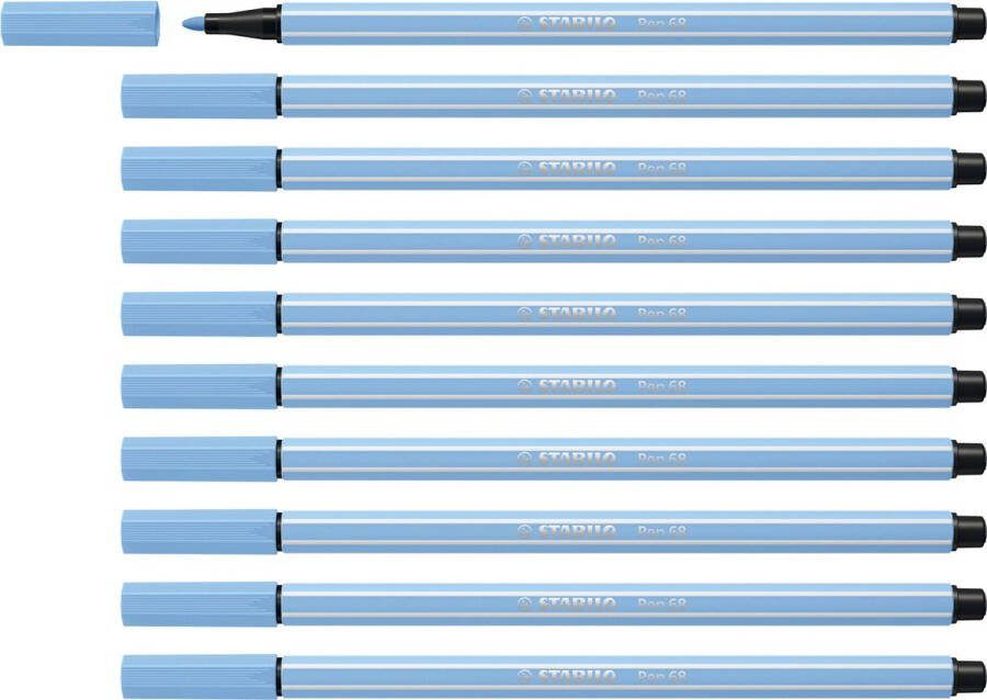 STABILO Pen 68 Premium Viltstift Ijs Blauw Doos 10 stuks
