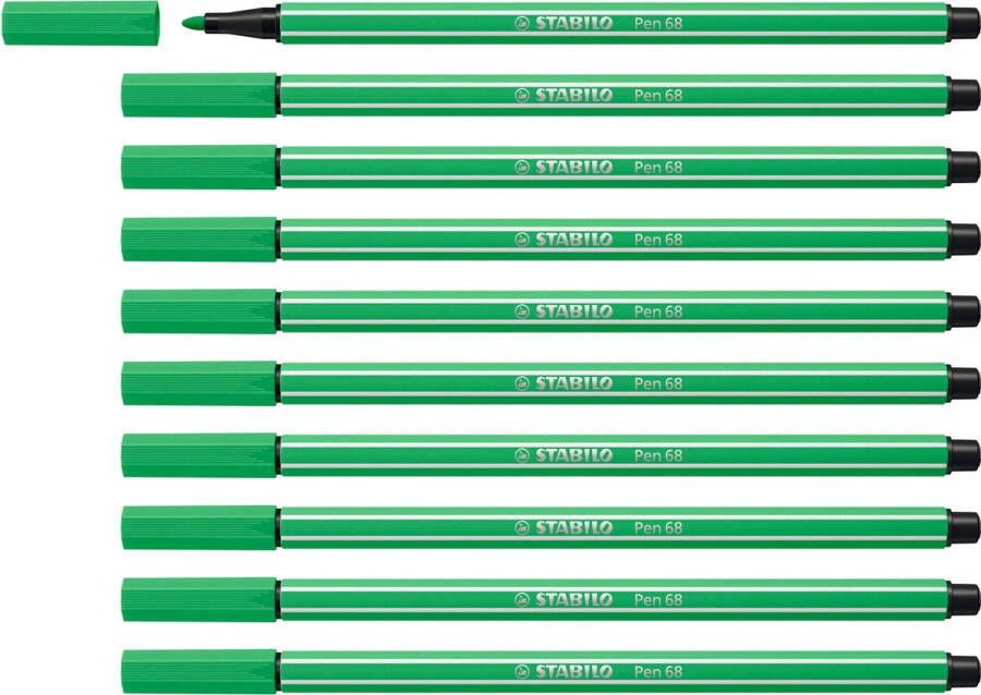 STABILO Pen 68 Premium Viltstift Licht Smaragdgroen Doos 10 stuks