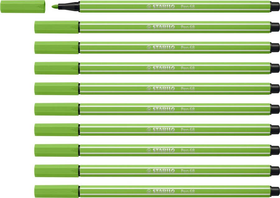 STABILO Pen 68 Premium Viltstift Lichtgroen Doos 10 stuks
