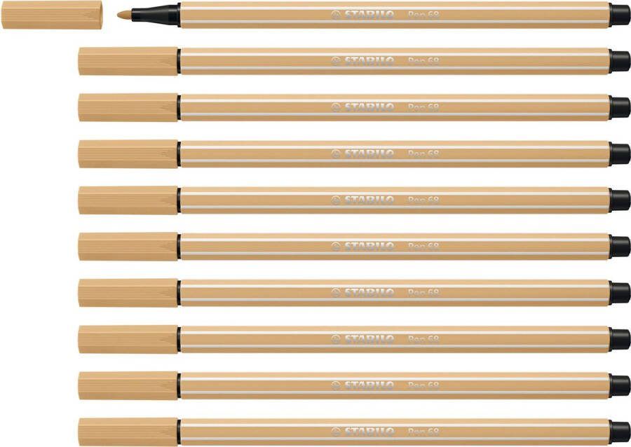 STABILO Pen 68 Premium Viltstift Lichtoker Doos 10 stuks