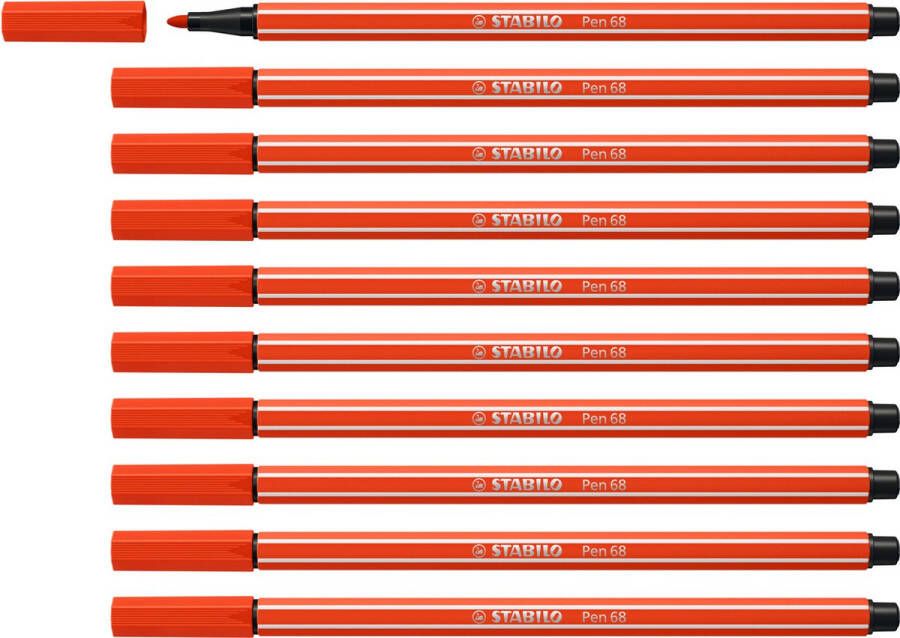 STABILO Pen 68 Premium Viltstift Lichtrood Doos 10 stuks