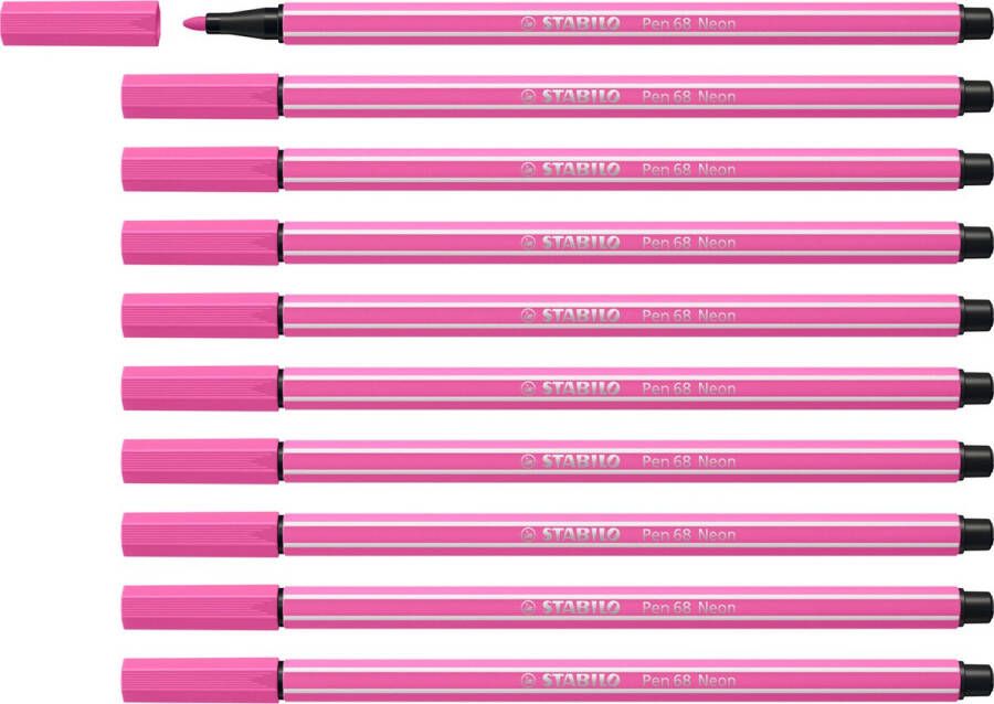 STABILO Pen 68 Premium Viltstift Neon Roze Doos 10 stuks