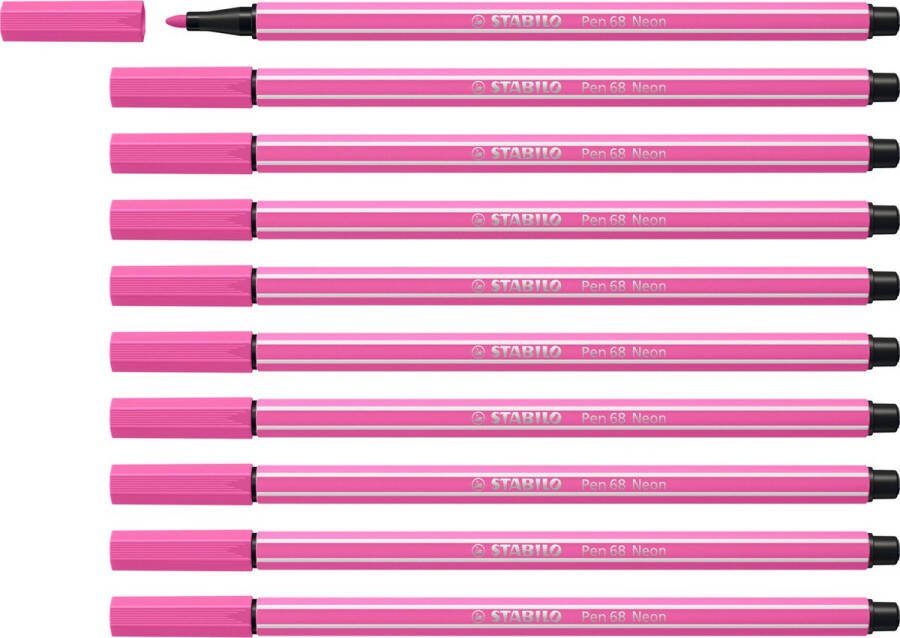 STABILO Pen 68 Premium Viltstift Neon Roze Doos 10 stuks