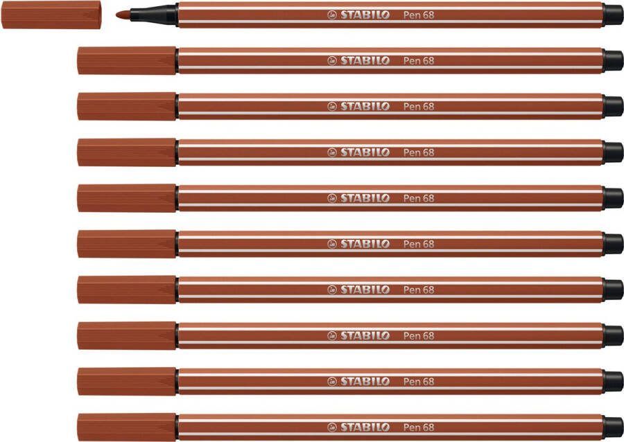 STABILO Pen 68 Premium Viltstift Roodkrijt Doos 10 stuks