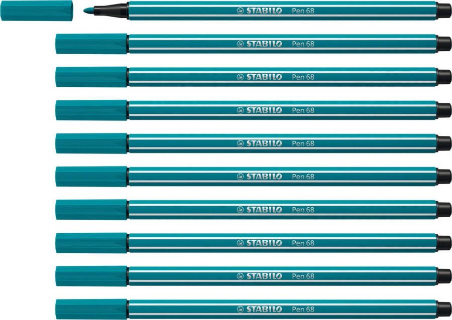 STABILO Pen 68 Premium Viltstift Turquoise Blauw Doos 10 stuks