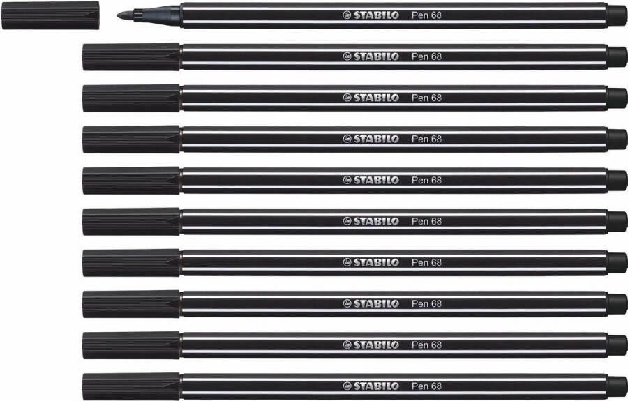 STABILO Pen 68 Premium Viltstift Zwart Doos 10 stuks