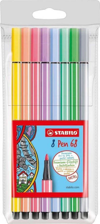 STABILO Pen 68 Premium Viltstiften Speciale Etui Met 8 Pastelkleuren