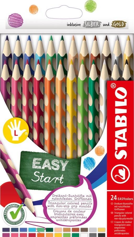 STABILO EASYcolors Ergonomisch Kleurpotlood Linkshandig Extra Dikke 4.2 mm Kern Set Met 24 Kleuren