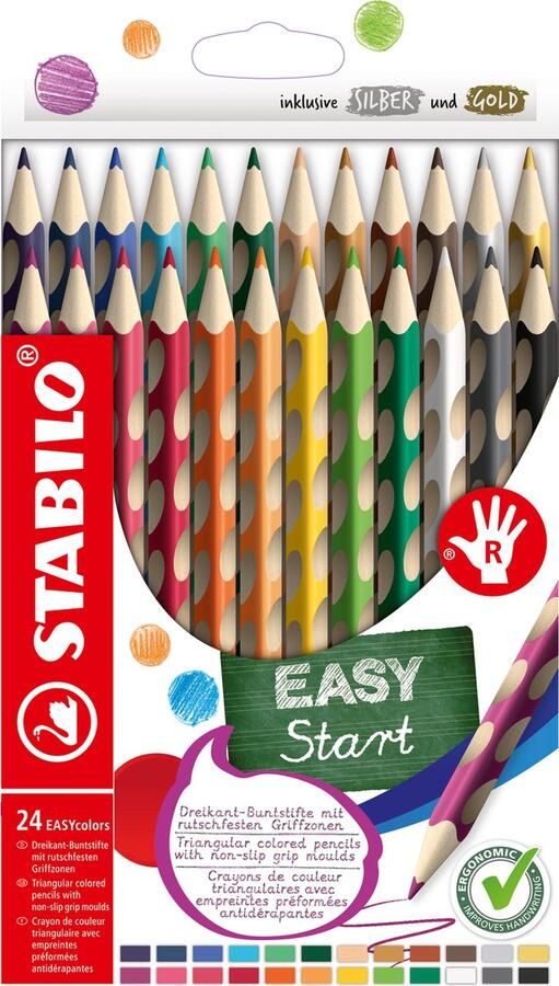 STABILO EASYcolors Ergonomisch Kleurpotlood Rechtshandig Extra dikke 4.2 mm Kern Set Met 24 Kleuren