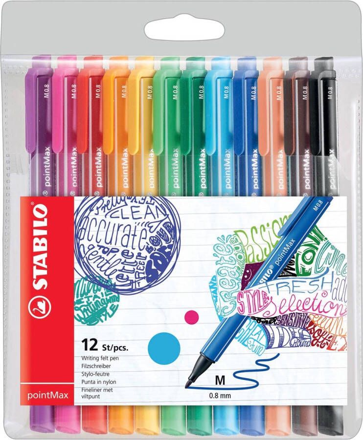 STABILO Viltstift pointmax 488 etui à 12 kleuren | 5 stuks