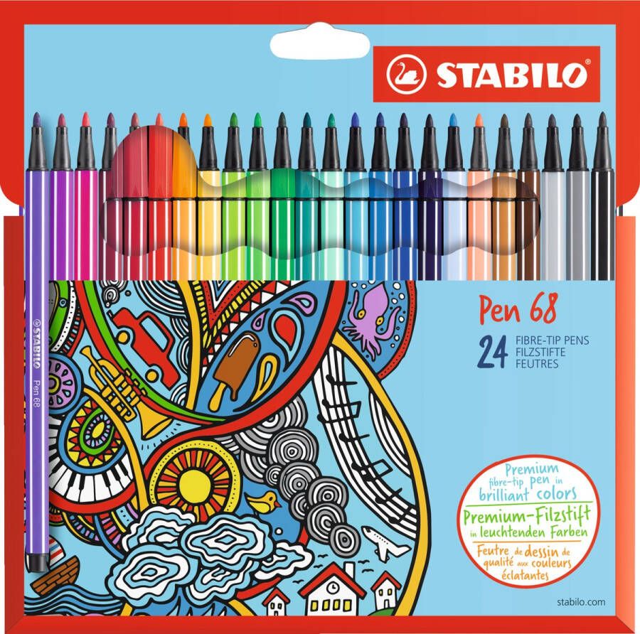 STABILO Viltstiften Pen 68 etui 24 kleuren