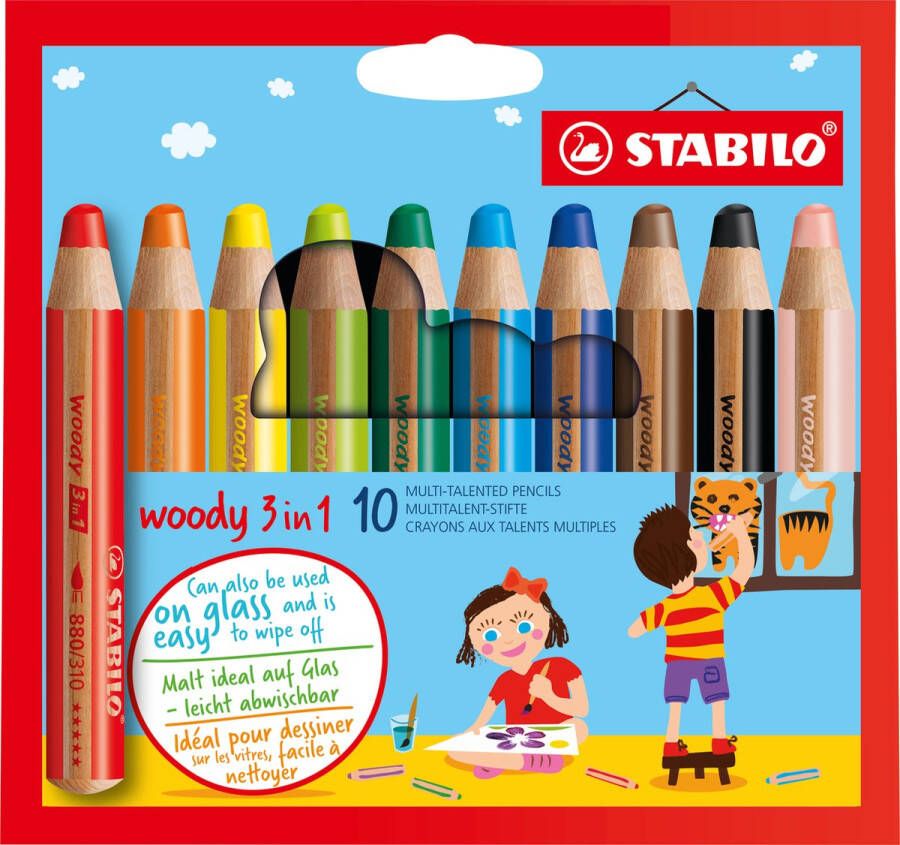 STABILO Woody 3 in 1 Multi Talent Kleurpotlood Etui Met 10 Kleuren