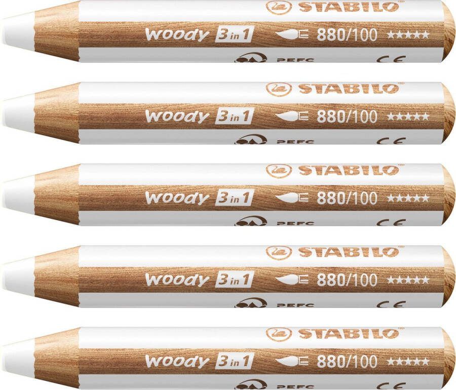 STABILO Woody 3 in 1 Multitalent Potlood Wit Doos Met 5 Stuks