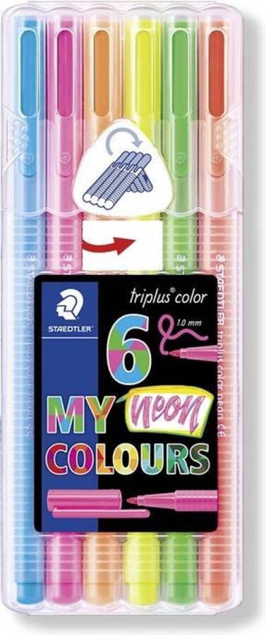 STAEDTLER 323 Triplus kleurstift neon set à 6 assorti