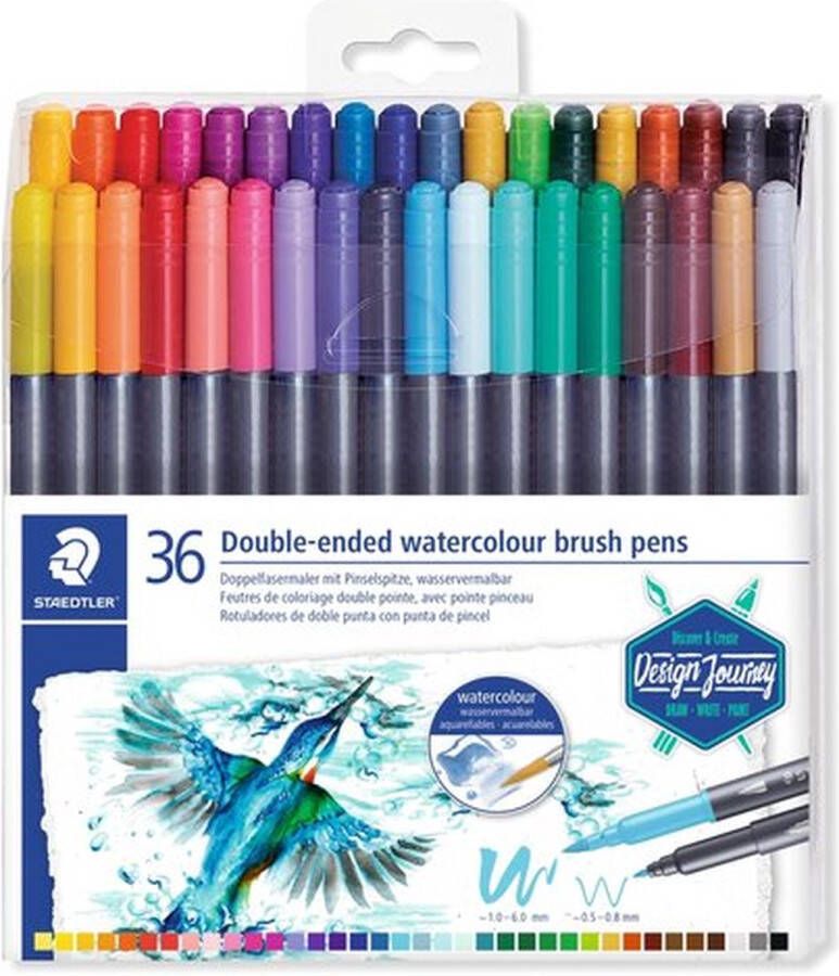 STAEDTLER brushpen dubbelpunt 36 stuks