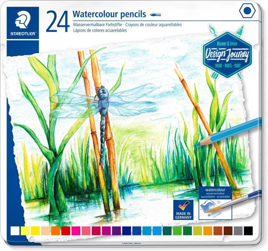 STAEDTLER Design Journey aquarel kleurpotloden metalen etui 24 st