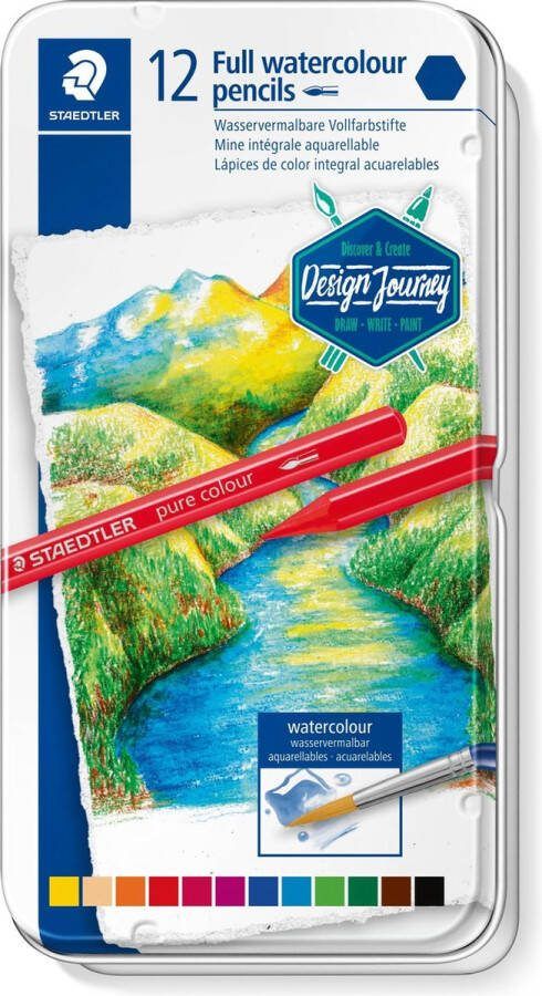 STAEDTLER Design Journey aquarel kleurpotloden pure colour etui 12 st