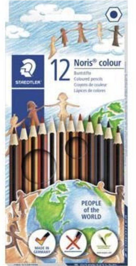 STAEDTLER Huidskleur Potloden Skincolor Pencils 12 stuks People of the World Kleurpotloden Huidskleurpotloden Huidskeur potloden Skincolor potloden Noris Potloden Hout Skin color Huid potloden