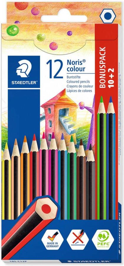 STAEDTLER Kleurpotlood Noris 185 set à 10+2 kleuren gratis