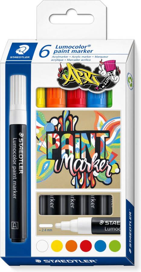 STAEDTLER Lumocolor paint marker set 6 kleuren