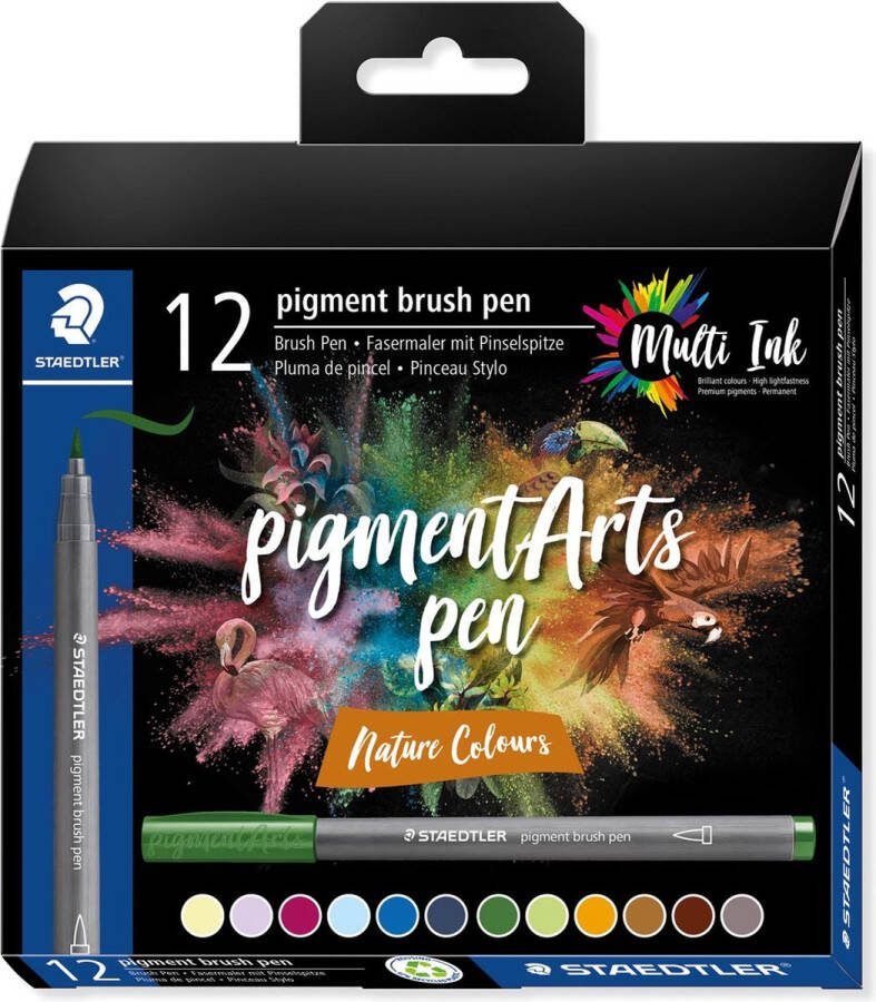 STAEDTLER Pigment Arts brush pen etui van 12 stuks Nature Colours 10 stuks