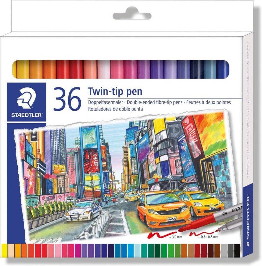 STAEDTLER viltstift dubbele punt set 36 st
