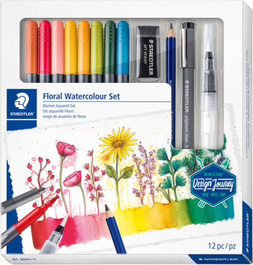 STAEDTLER Viltstift floral watercolor 12dlg 4 stuks