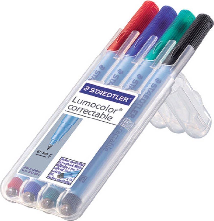 STAEDTLER Viltstift Lumocolor 305 non permanent correctable F set à 4 stuks