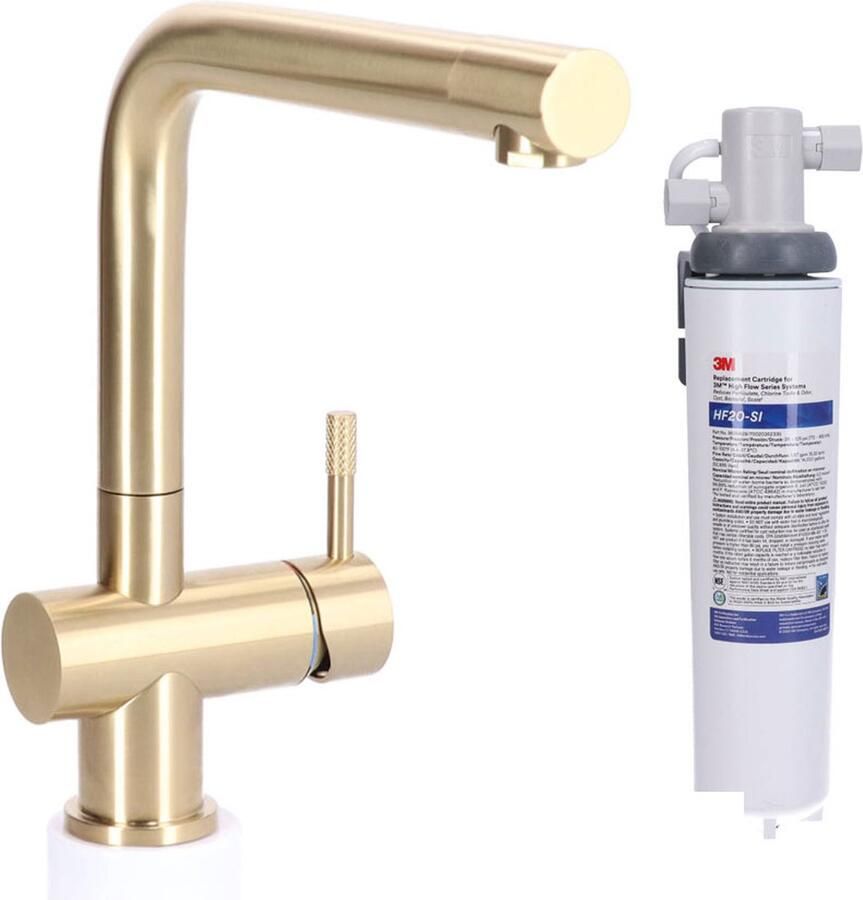 Stahl Keukenkraan massief RVS Gold inclusief 3M Waterfilter