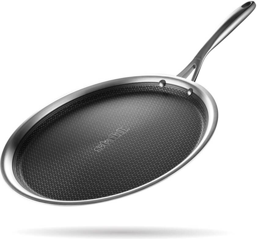 Stahl Triply Grill -en Pannenkoekenpan Hybrid Anti Aanbaklaag 28 cm Geschikt voor Inductie Voor 3-4 Personen