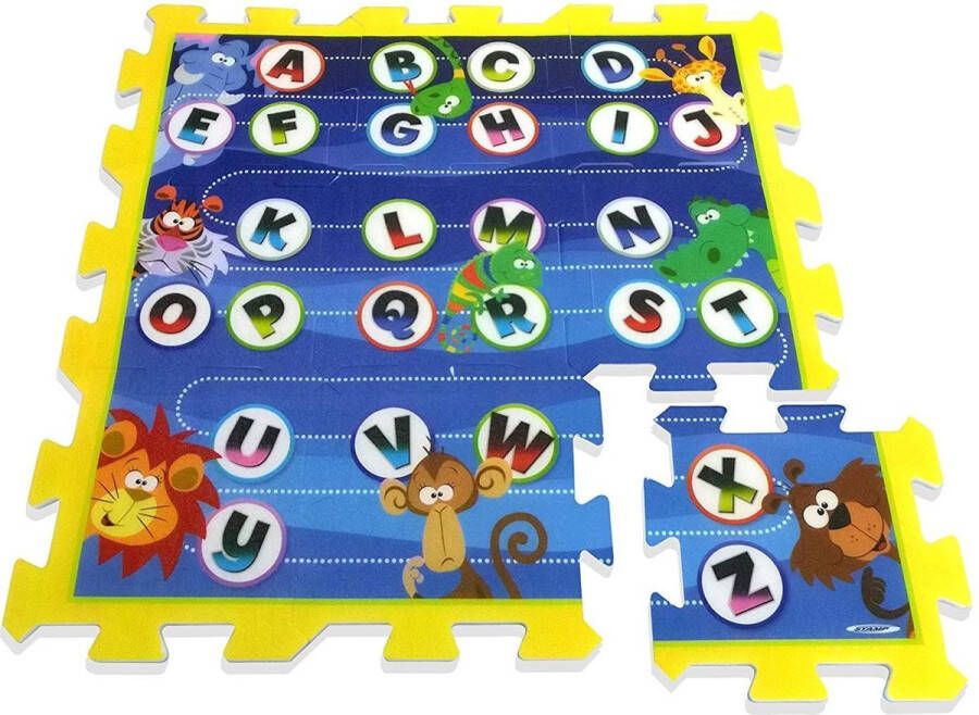 Stamp Vloerpuzzel Jungle Animals Blauw geel 9-delig