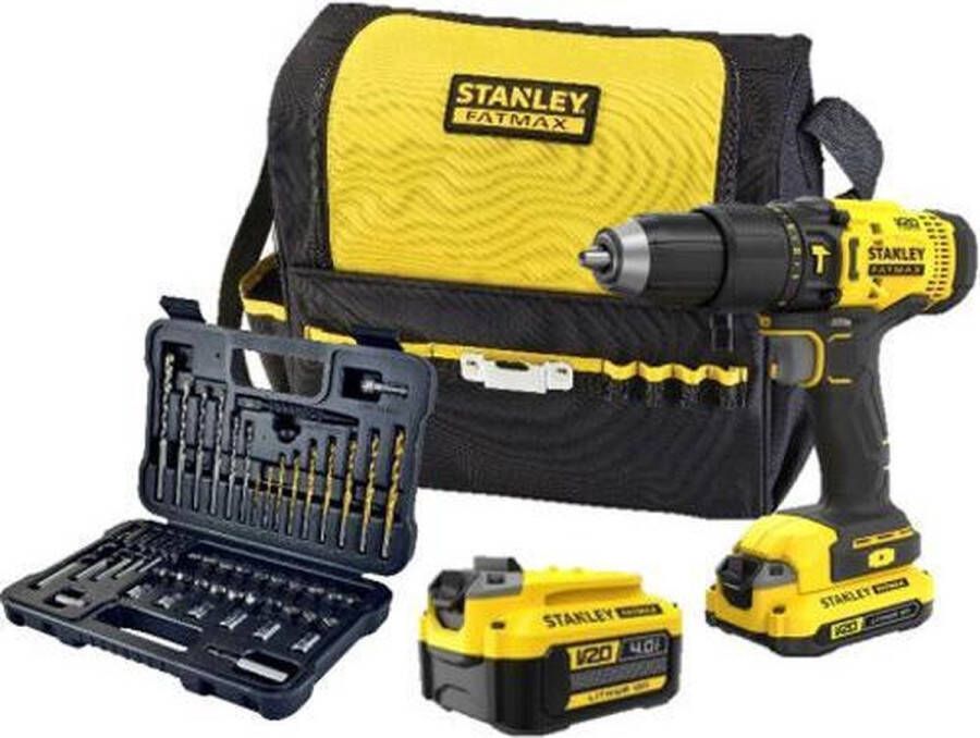 STANLEY 18V Schroefklopboormachine (SFMCD711DMA-QW)2.0Ah accu + 4.0Ah accu50 delige accessoireset (STA7188-XJ)