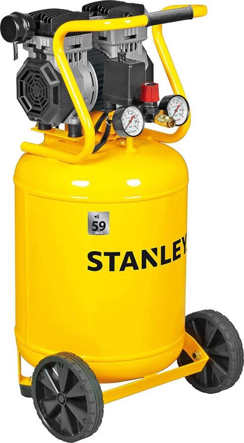 STANLEY Compressor olievrije luchtcompressor low noise compressor verticaal 1 pk 8 bar tankinhoud 50 L