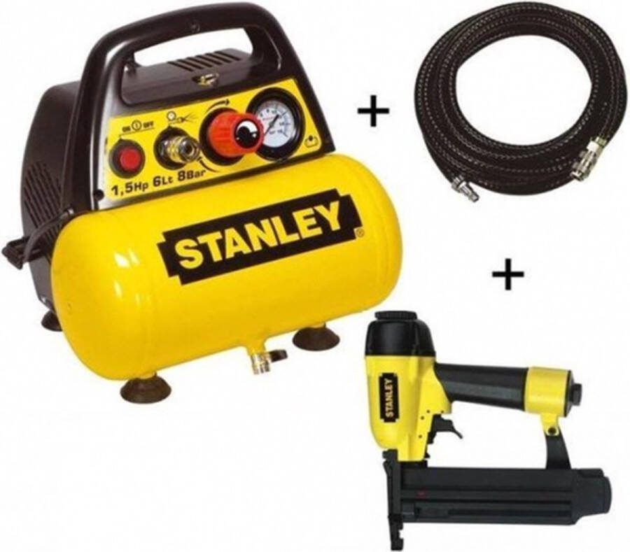 STANLEY DN200 8 6 Luchtcompressor + APC2IN1 Tacker en 10 mtr. Slang