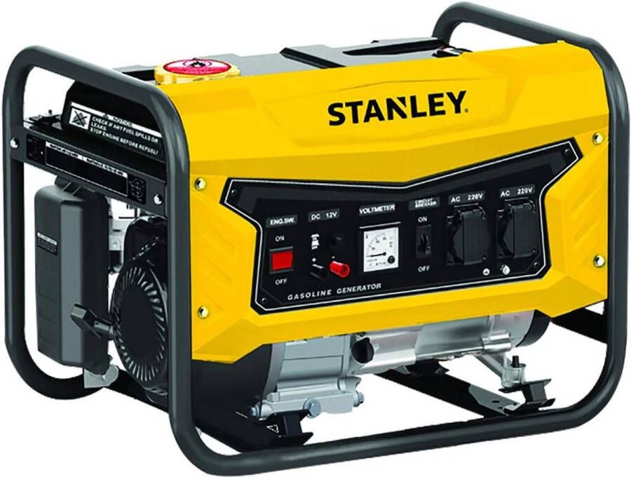 STANLEY Generator 2400 W 4-takt motor 6 5 PS 196 cm3 tank 15 l spanningsregelaar AVR stopcontacten 2 x 230 V