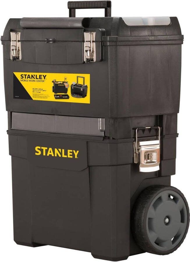 STANLEY Gereedschapskoffer (47 3 x 30 2 x 62 7 cm) werkplaats koffer op wielen twee apart bruikbare gereedschapskisten robuuste kunststof twee eenheden metalen sluitingen organiseer)