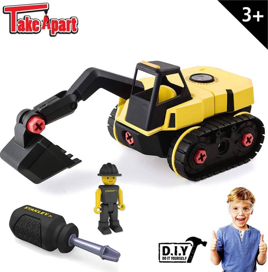 Stanley Speelgoed Graafmachine Kinderen vanaf 3 Jaar 25 Onderdelen STEM-Speelgoed Zwart Geel