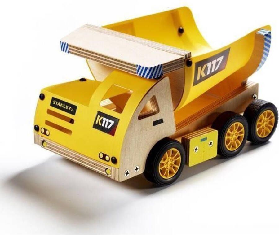 Stanley Jr. Stanley DIY Kiepwagen Bouw Speelgoed 24 x 10 4 x 17 4 CM Complete Set met Schroeven Stickers en Wielen Hout Geel