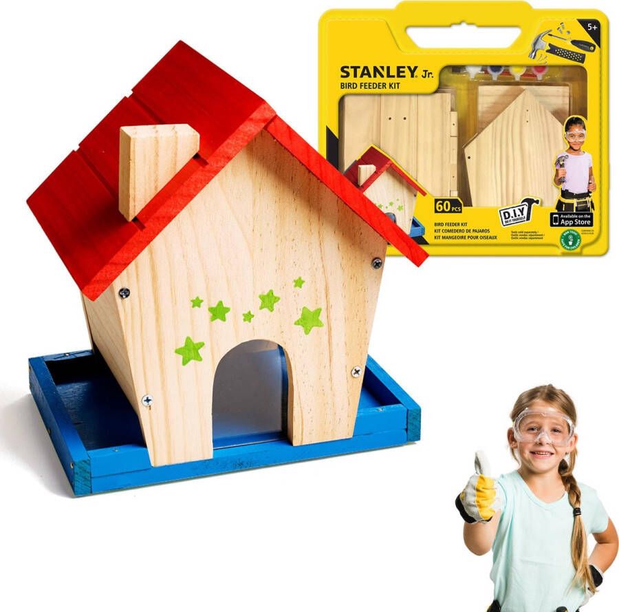 Stanley Jr. Stanley DIY Vogelhuisje 18 x 13 x 20 6 CM Complete Set met Verf en Schroeven voor Kinderen vanaf 5 Jaar Hout