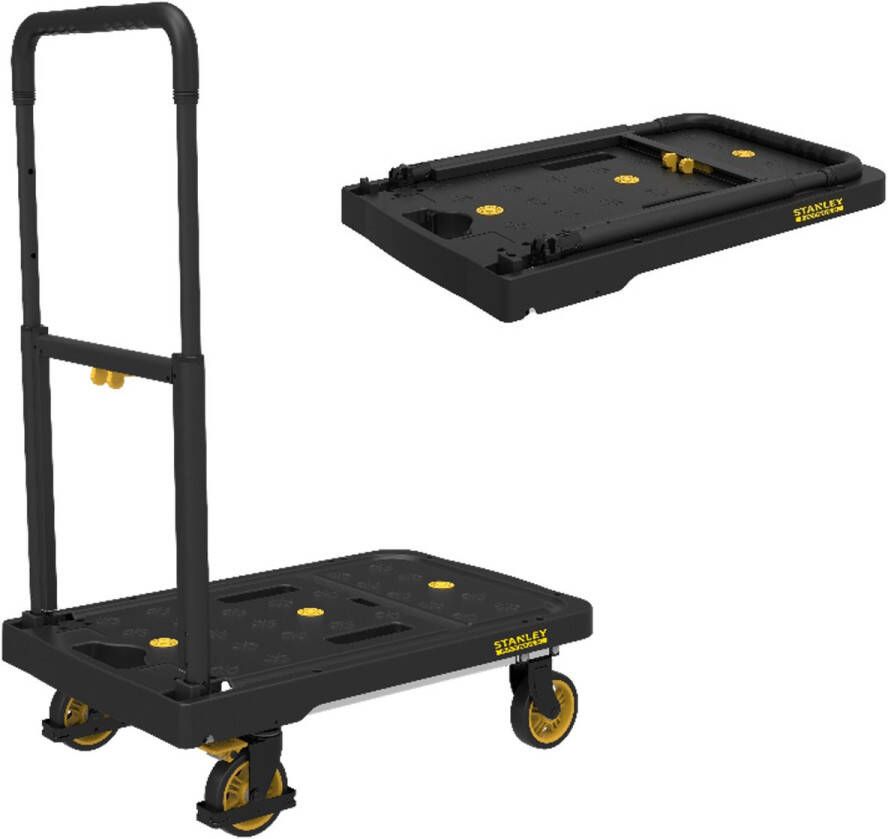 Stanley Opvouwbare Platformwagen FXWT-712 Max. 135KG Aluminium Voor Klussen Reizen en Verhuizen Geel Zwart