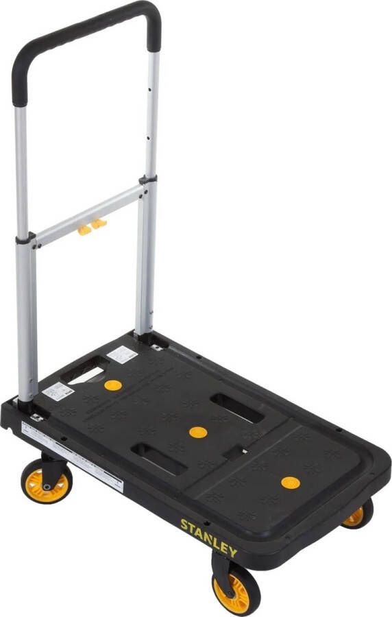 STANLEY Opvouwbare Platformwagen PC517 Max. 120KG Aluminium 68 x 41 x 8 CM Voor Klussen Reizen en Verhuizen Zwart Geel