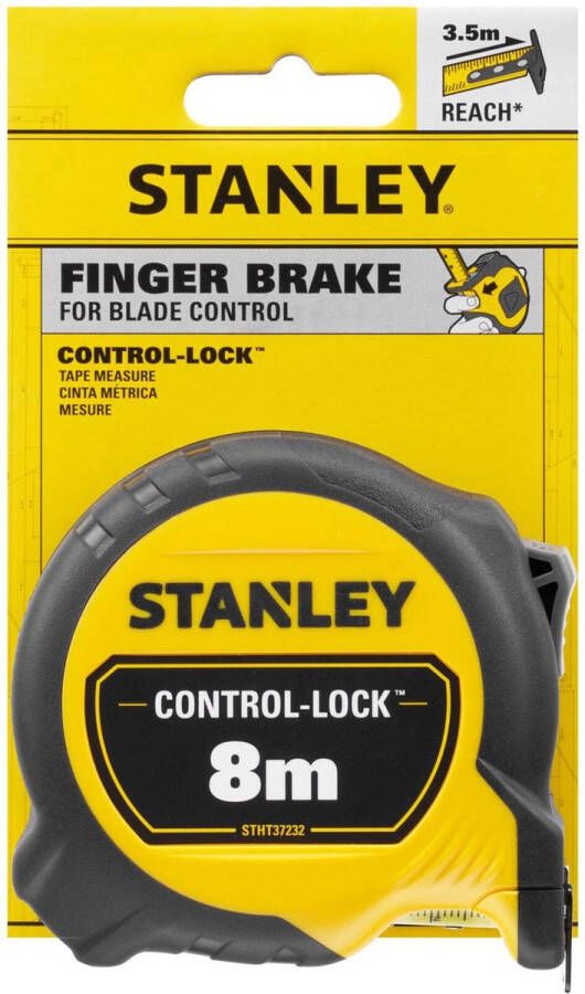 STANLEY Rolbandmaat Controle 8m 25mm meetlint Meet- en Aftekengereedschap 1 Stuk(s)