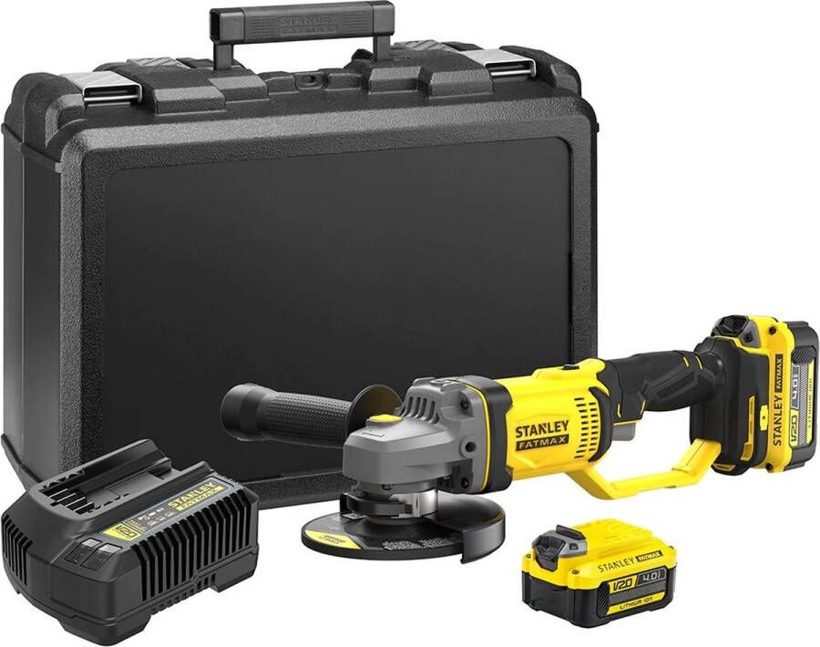 STANLEY SFMCG400M2K FATMAX V20 Accu Haakse Slijper 125mm 18V 4.0Ah in Koffer