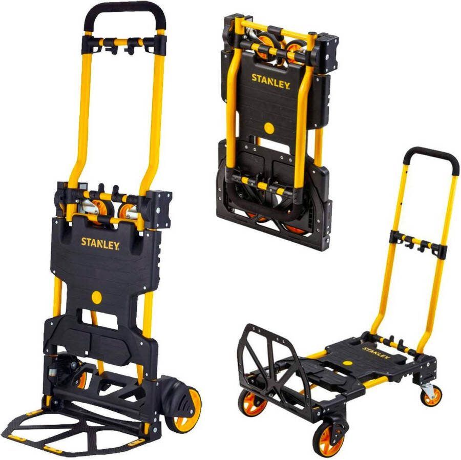 STANLEY SXWTD-FT585 2-in-1 Steekwagen en Plateauwagen Steekkar max. 70KG Platformwagen max. 137KG Transportwagen Inklapbaar Transportwagen met Stevige Wielen Kunststof Staal