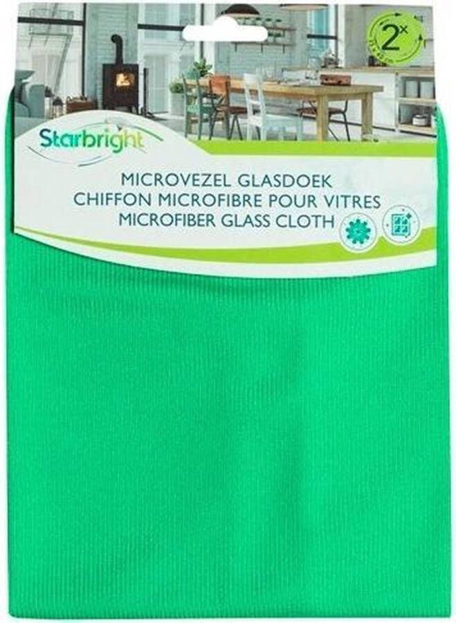 Star Bright Starbright Microvezel Glasdoek 40 Cm Polyester Groen 2 Stuks