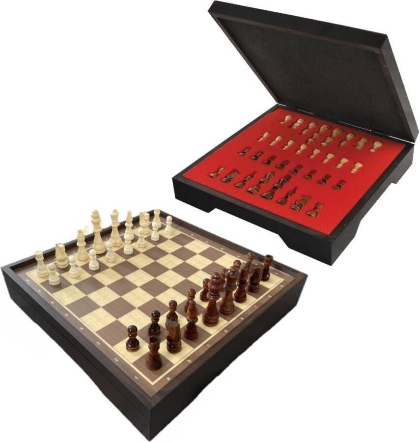 Star Schaakbord met houten schaakstukken Schaakspel Schaakset Schaken Chess 30 x 30 cm