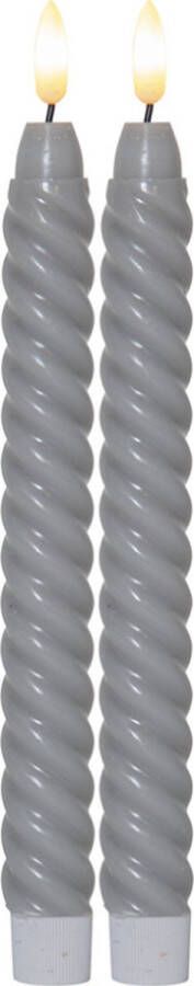 Star Trading B.V. Led kaars Grey wax swirl antique 2pack 25cm met timer