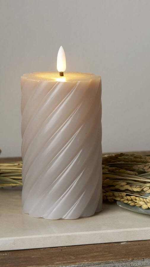Star Trading B.V. LED kaars Swirl Grey Kaars 15cm inclusief timer